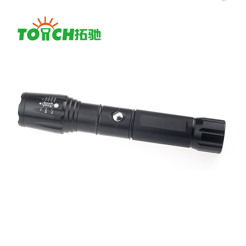 High power police aluminum alloy body material rechargeable 18650 battery or AAA dry battery zoomable LED flashlight torch light