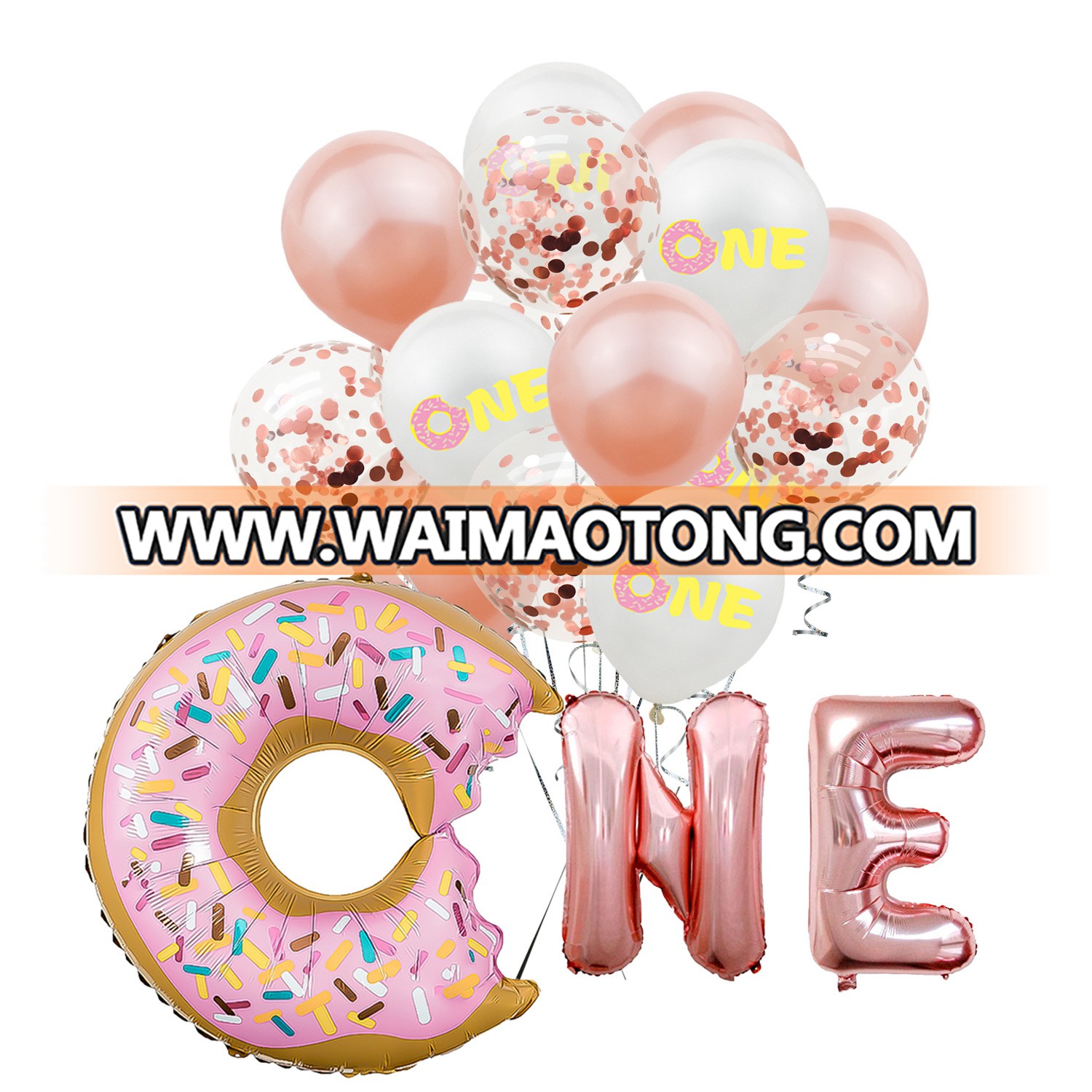 Amazon Hot Style Donut One Latex Balloon 1st Birthday Baby Christening Party Balloon Decoration