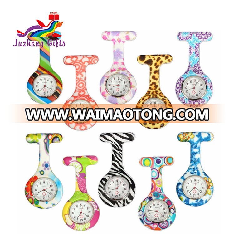 Customized candy colors nurse brooch pocket watches with silicone band watch