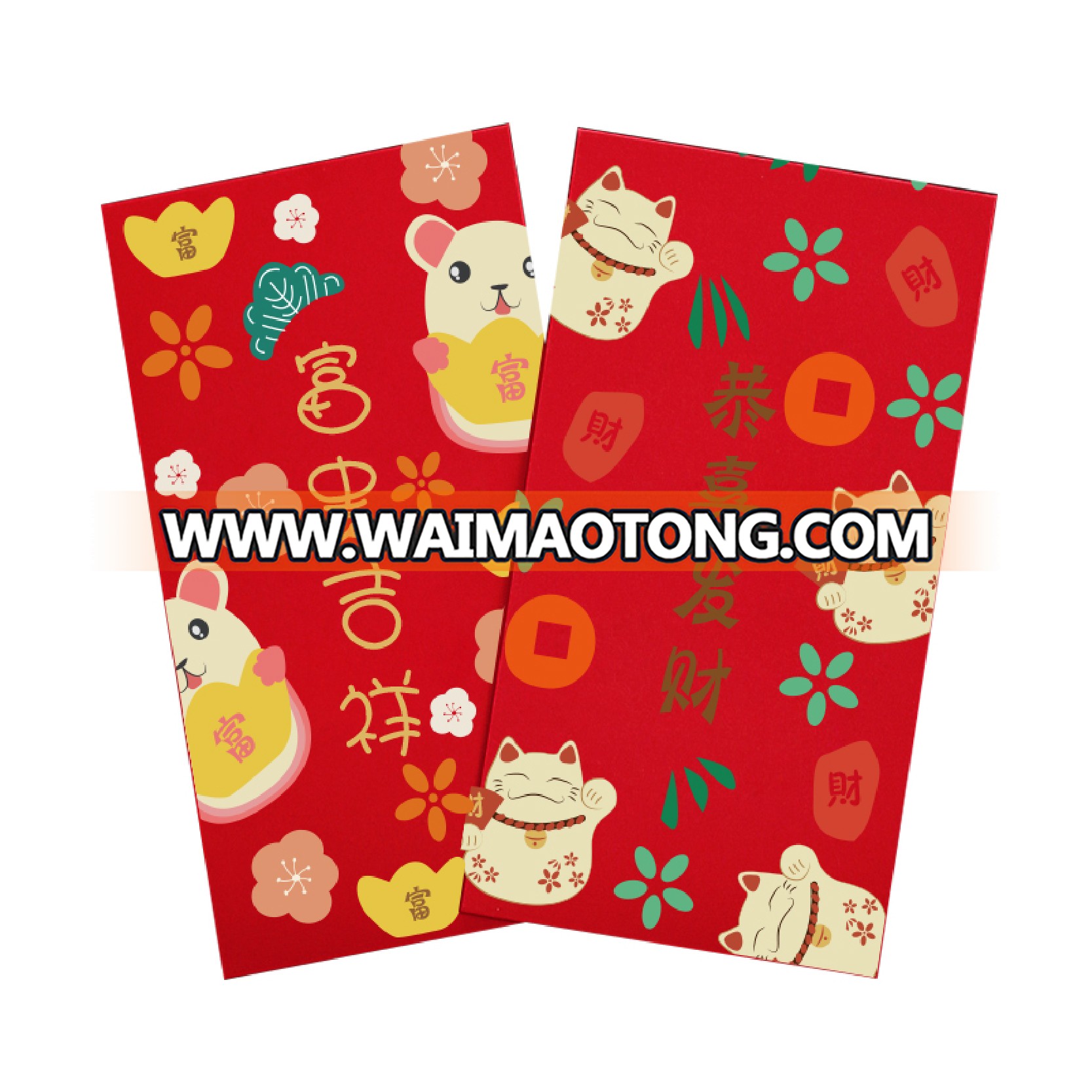 Luxury custom made Chinese New Year traditional red packet Hong Bao Ang Pow red pocket