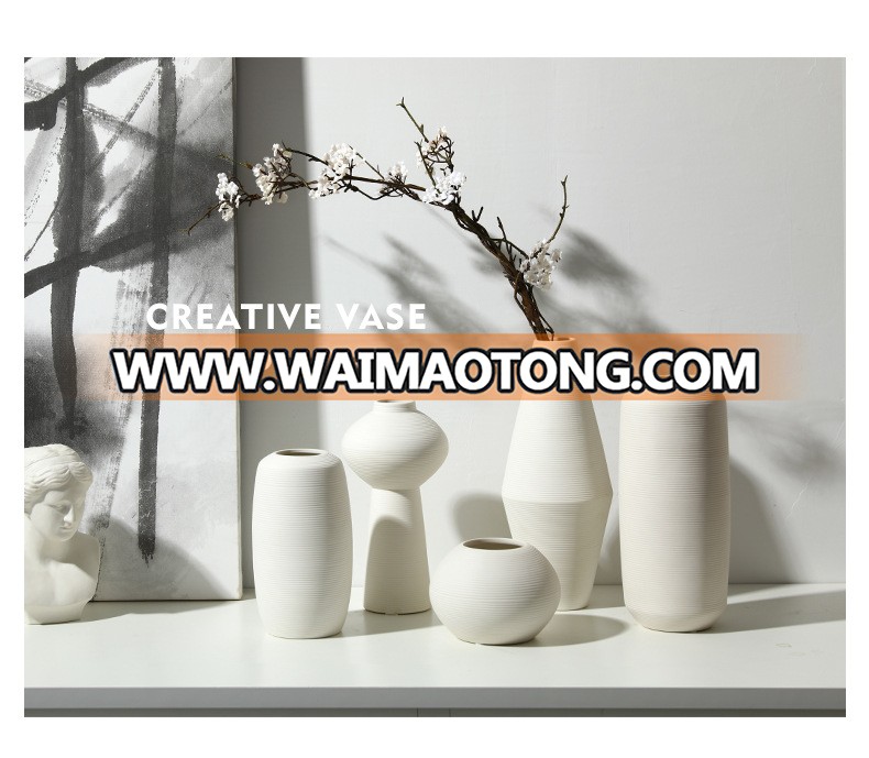 popular high quality handmade white flower vase ceramic