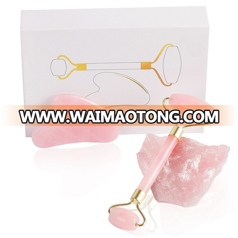 Factory direct sale Welding Rose quartz facial massage jade roller