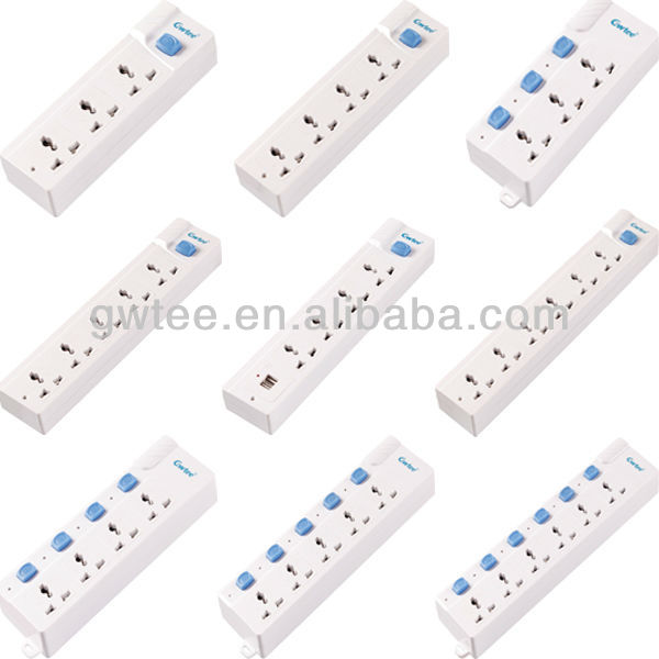 Hot selling 5 way universal electric extention socket