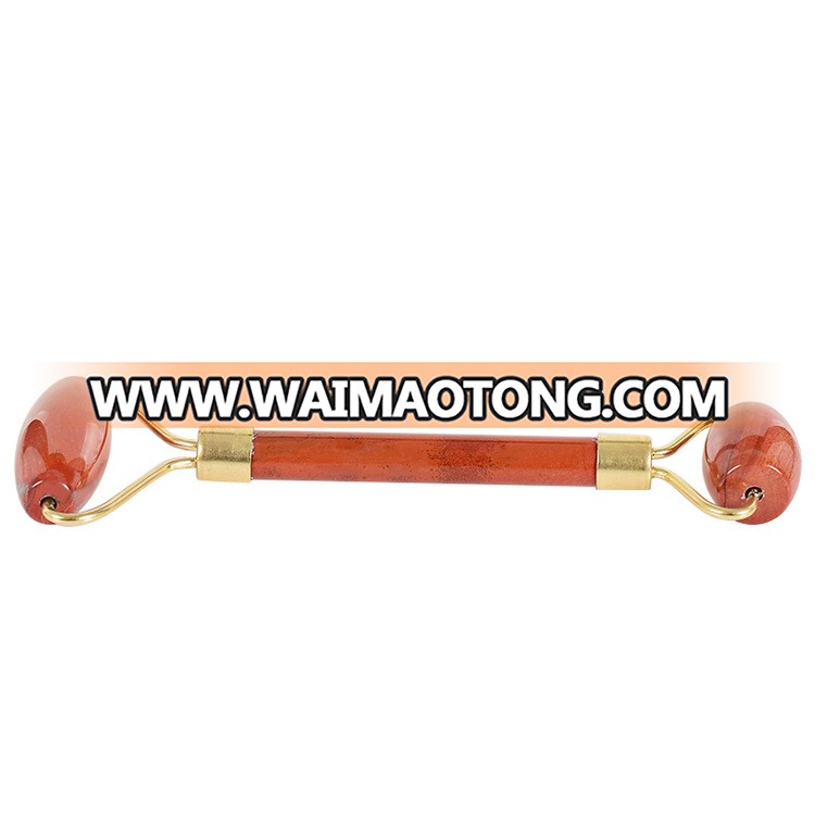 Bulk Wholesale Natural Red Jasper Stone Facial Roller Double Heads Facial Massage Roller