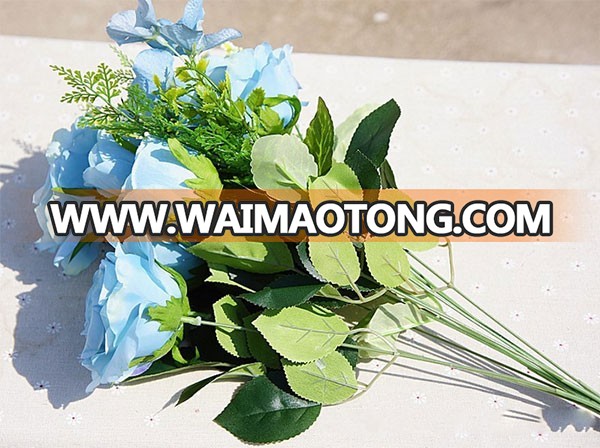 2018 Wholesale high quality silk artificial rose bouquet for wedding