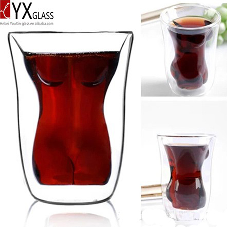 Creative sexy lady shape double wall beer glass cup