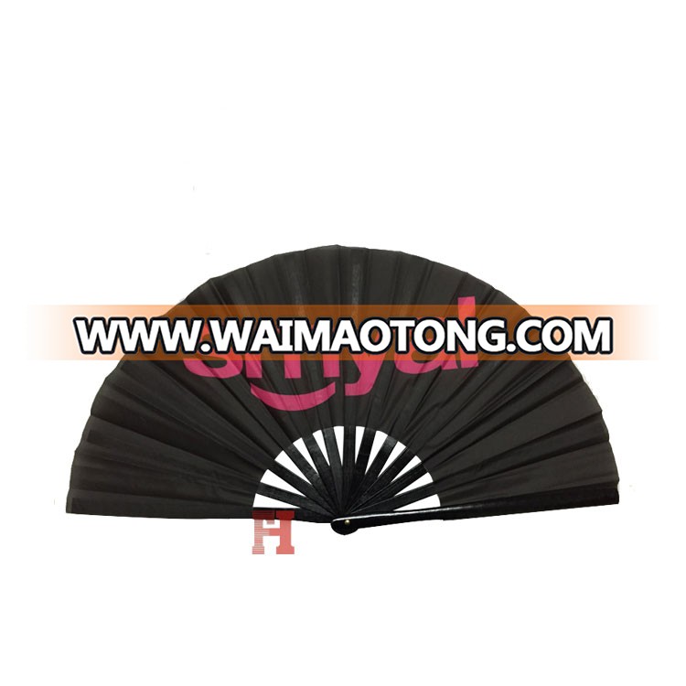 Custom Fashion logo big bamboo hand fan  with good price