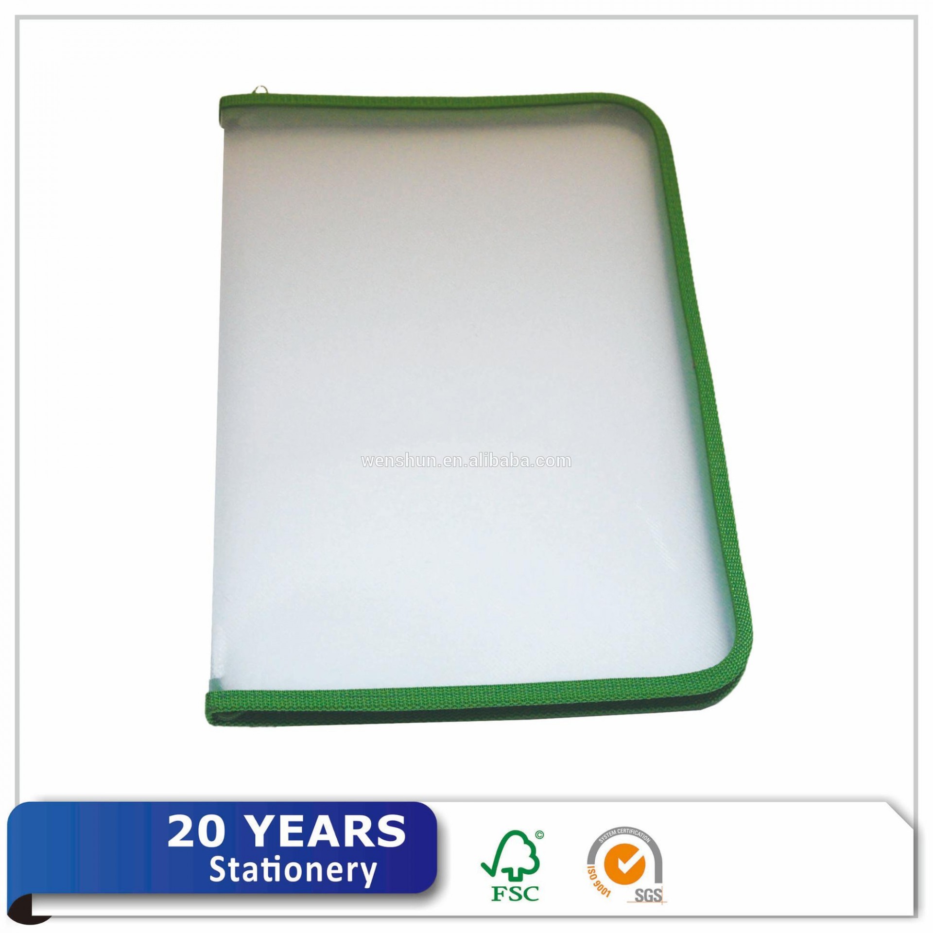 Promotional Polyester Custom Clear Plastic Zipper File Folder Bag