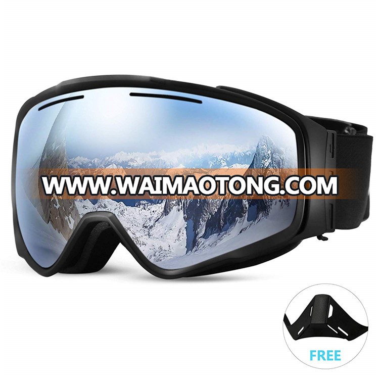 2 In 1 Adult Anti-Fog UV400 Magnetic Ski Goggle With Detachable Nose Guard