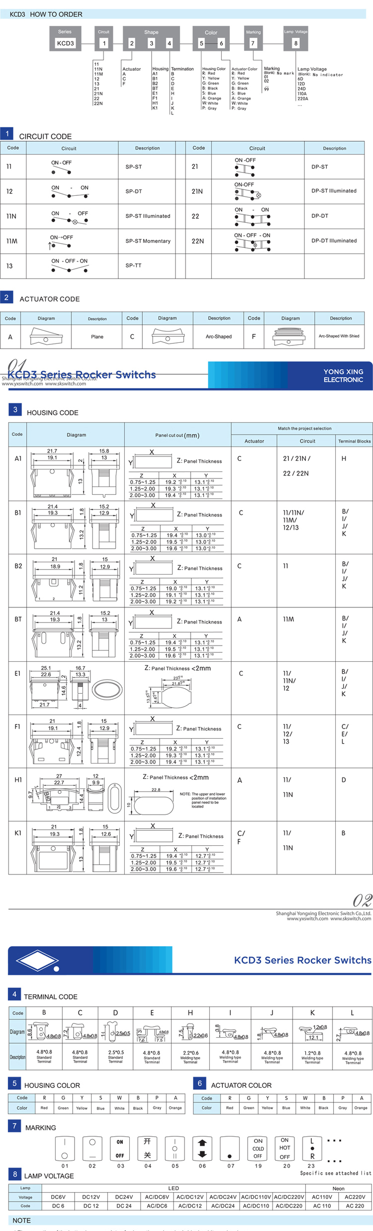 Yongxing KCD3 spdt on-on 3 pin 6A 250V rocker switch black