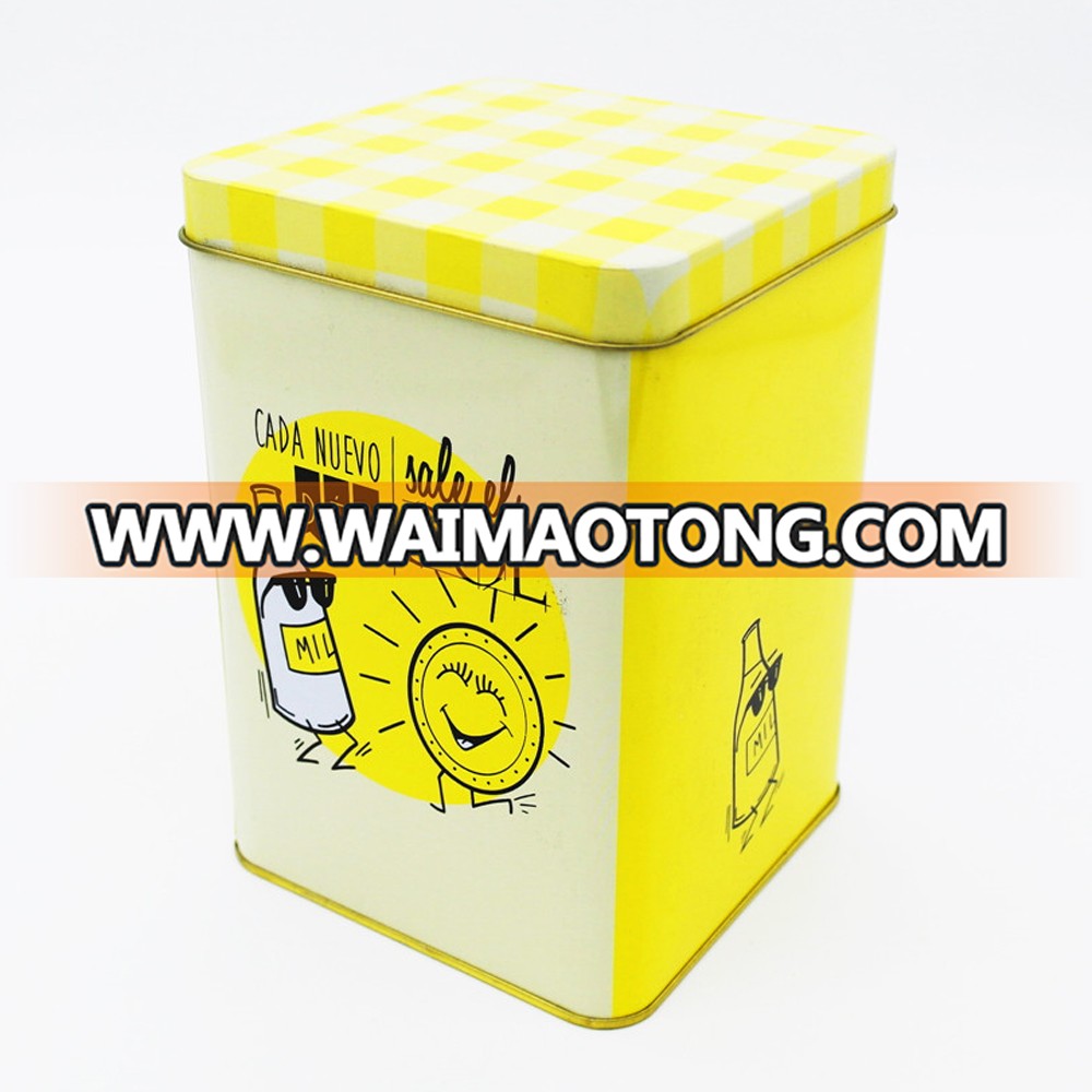 Cute square custom metal milk candy gift packaging tin box for sale