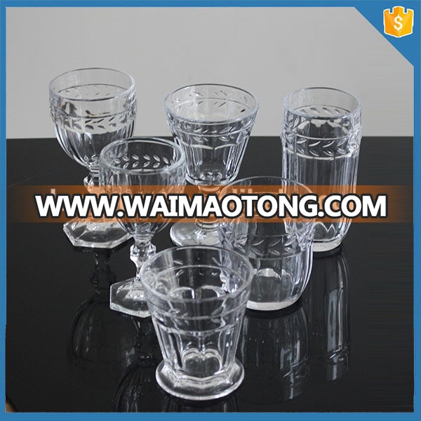 LXHY-T065 Old fashioned water cup Laurel leaf design glass wine tumbler