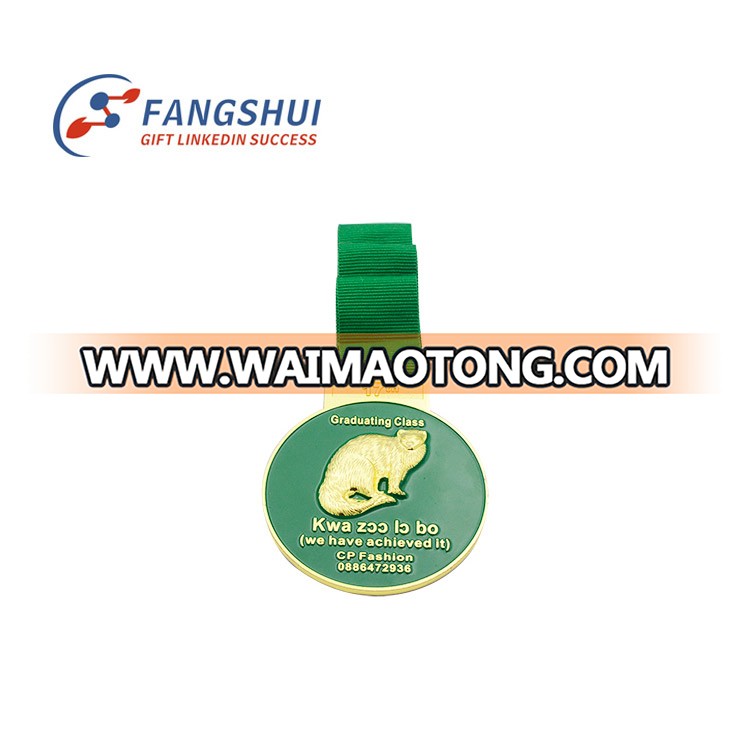 Wholesale high quality zinc alloy souvenir die casting bicycle medal with ribbon