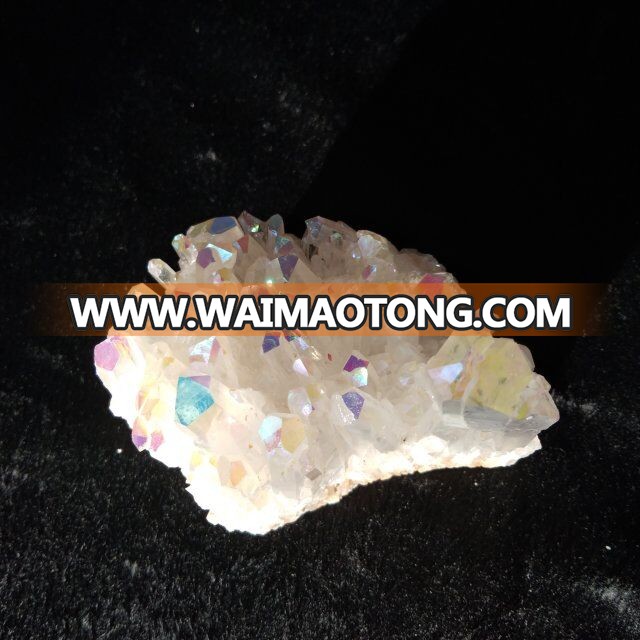 Natural Electroplate Colorful Aura Quartz Crystal Cluster White Quartz Cluster For Decoration