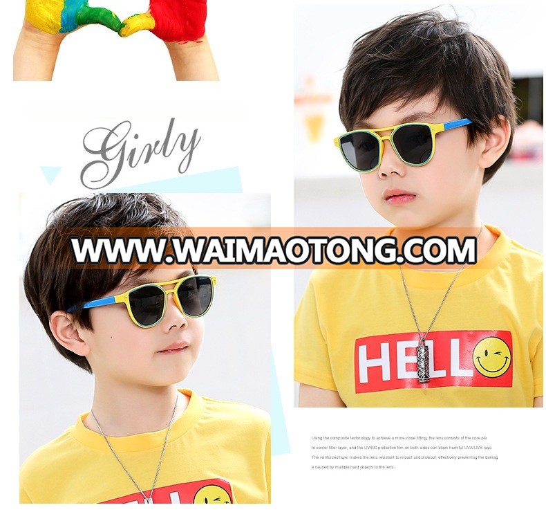 Fashionable TR90 Frame Sunglasses Brand Design Girls Boys Babys Kids Custom Polarized Sunglasses