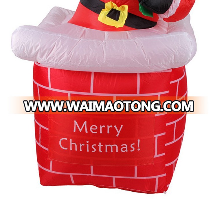 Outdoor Decoration 1.8m Christmas Inflatable Santa Claus Climbing Chimney