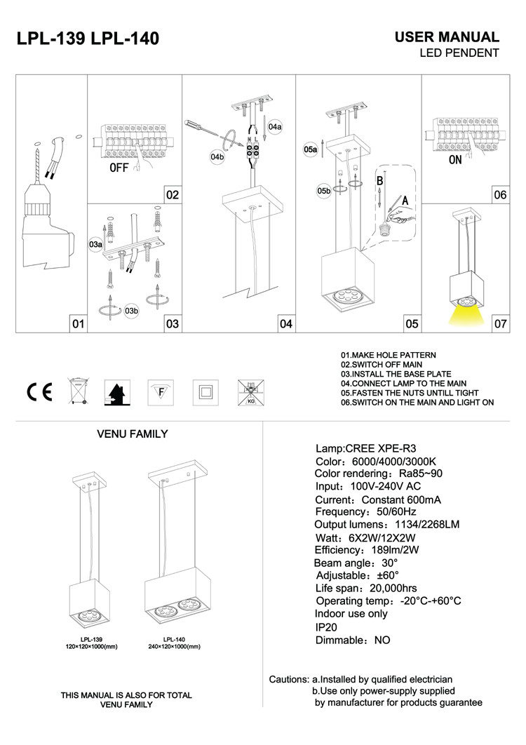 CREEchips led pendant light 12w indoor led ceilling pendant light