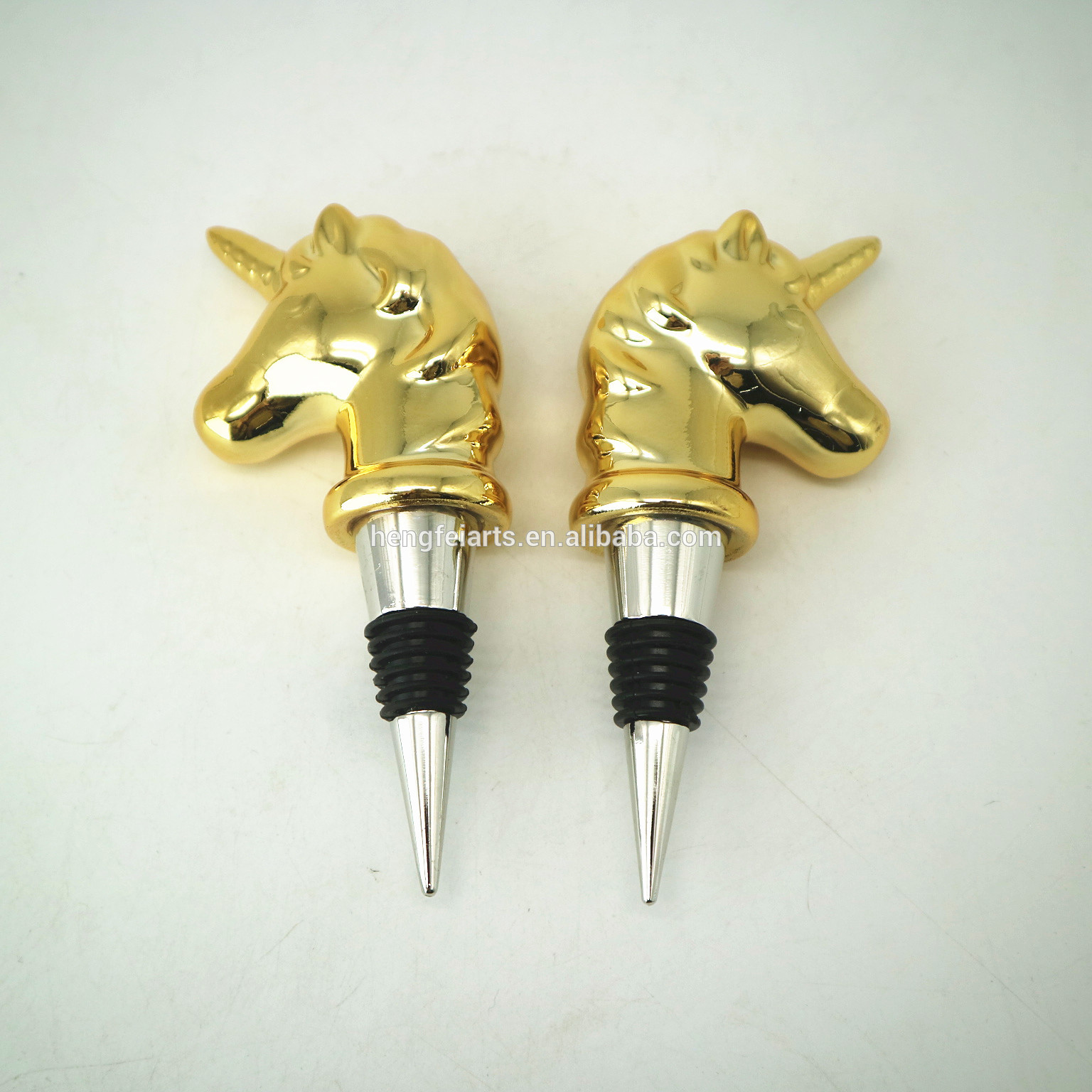 Ceramic electroplated unicorn head shape wine bottle stopper for wedding gift