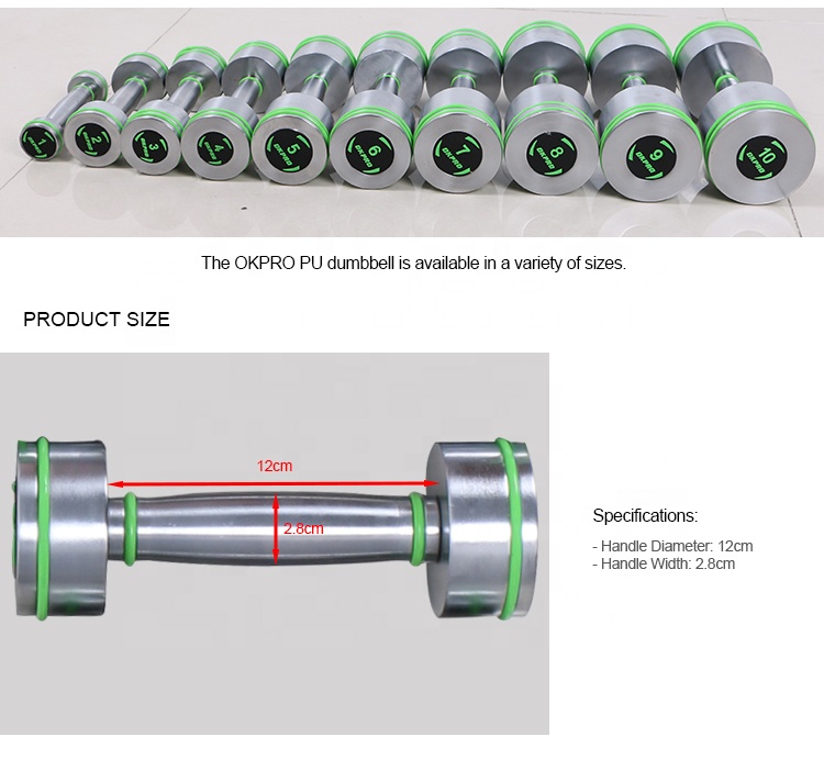 OKPRO Gym Fitness Round Stainless Steel High Chromed Dumbbell