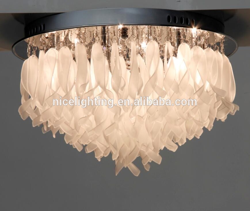 White frosted glass wave hanging decoration ceilign lamp semi flush