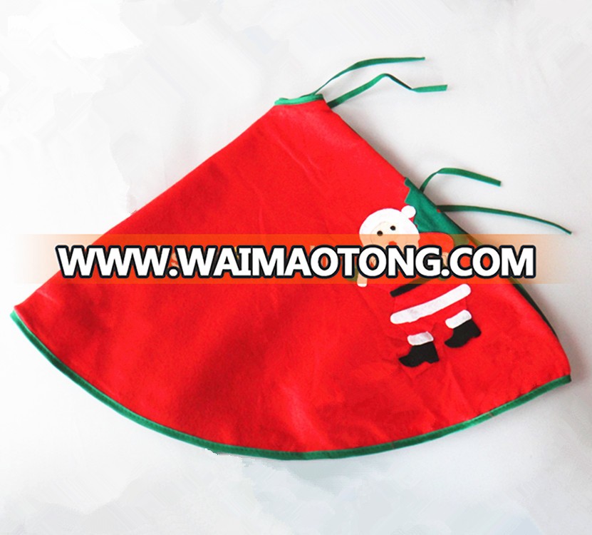 high quality handmade 48 " red Christmas tree skirt with santa claus & yellow snowflake