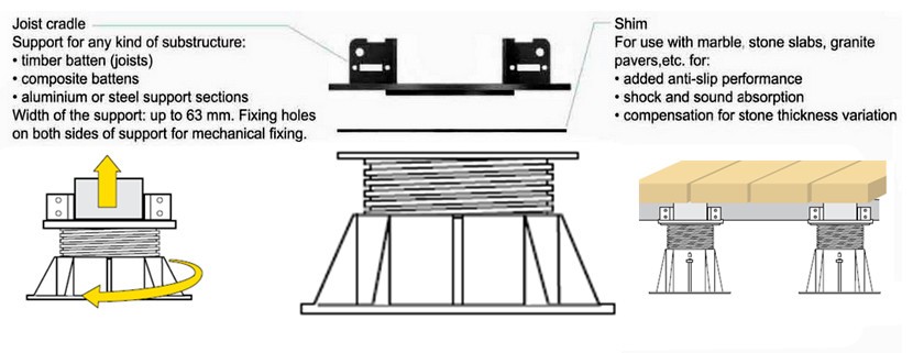 Adjustable plastic pedestal for raised floor stone flooring Paving adjustable plastic pads