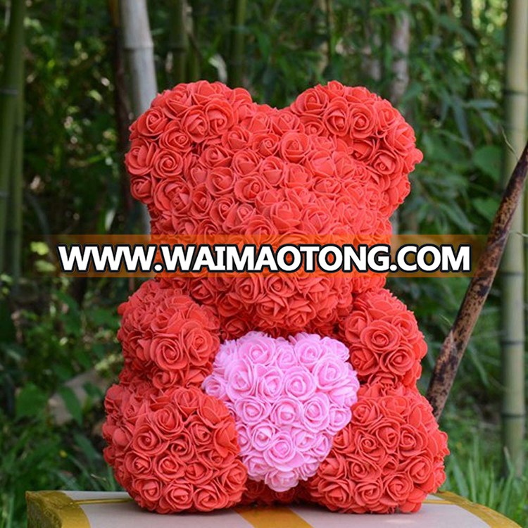 Souvenir Gift Ideas Rose Bear Artificial Foam Flower Rose With Rose Flower Teddy Bear