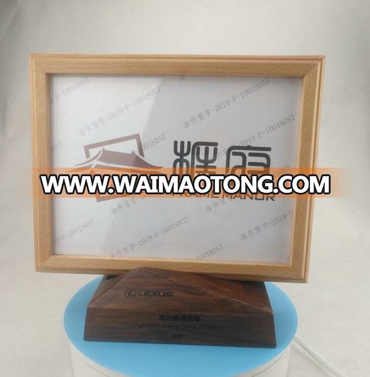 Custom Creative Frame Base Gift Wooden Card Holder Photo Message Folder