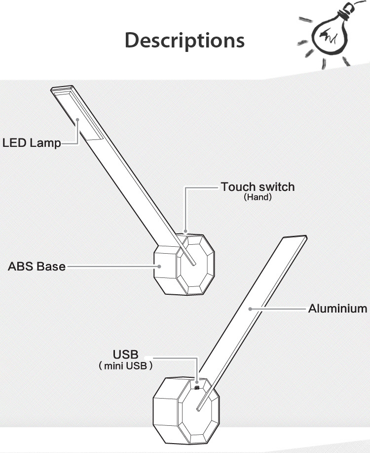 UYLED Q1 Balance Octagon Factory Price Battery Powered LED Desk Lamp