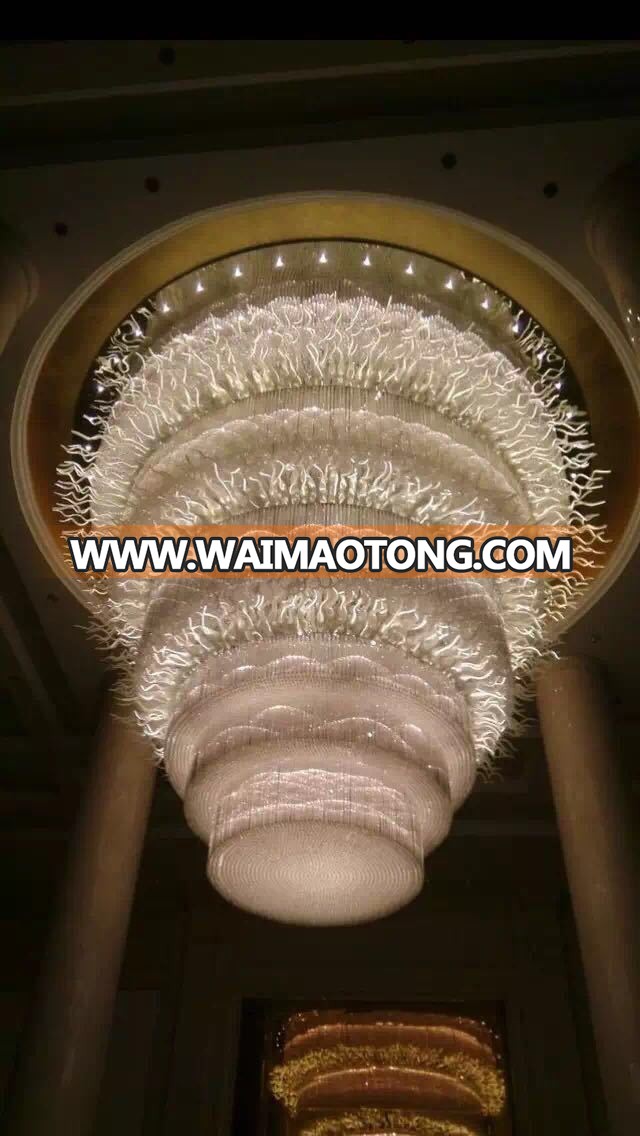 Beautiful Hand Made Mouth Blown Crystal Glass Pendent Lamp Project for Hotel Decoration