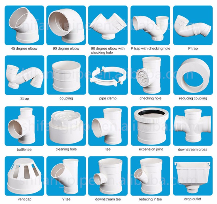 PVC pipe fittings 4 way sanitary cross for water drainage