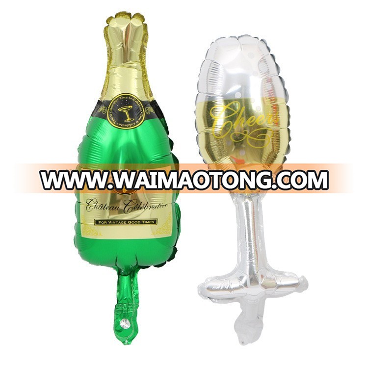 Mini wine bottle wineglass Cheers foil balloon for victory party decoration