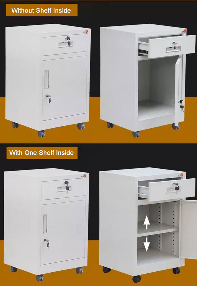 Hospital Bedside Steel Cabinet Pedestal Lockable Nightstand Drawer Cabinet