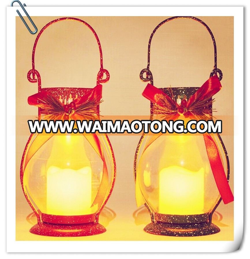 Glass Metal Iron LED Lantern candle