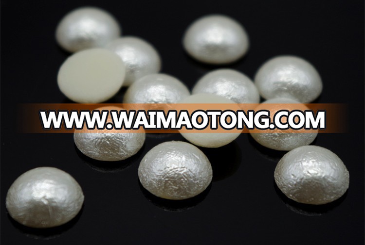 Frosted Cotton White ABS Flat Back Half Pearl Beads