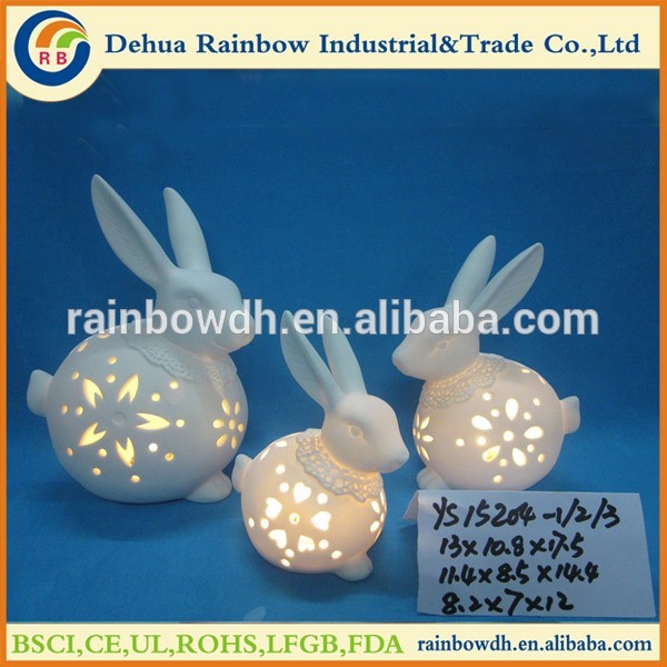 Easter decoration LED rabbit ceramic easter bunny for spring