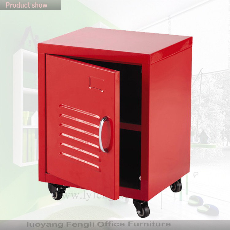 Small size storage cabinet on wheel metal bedside cabinet