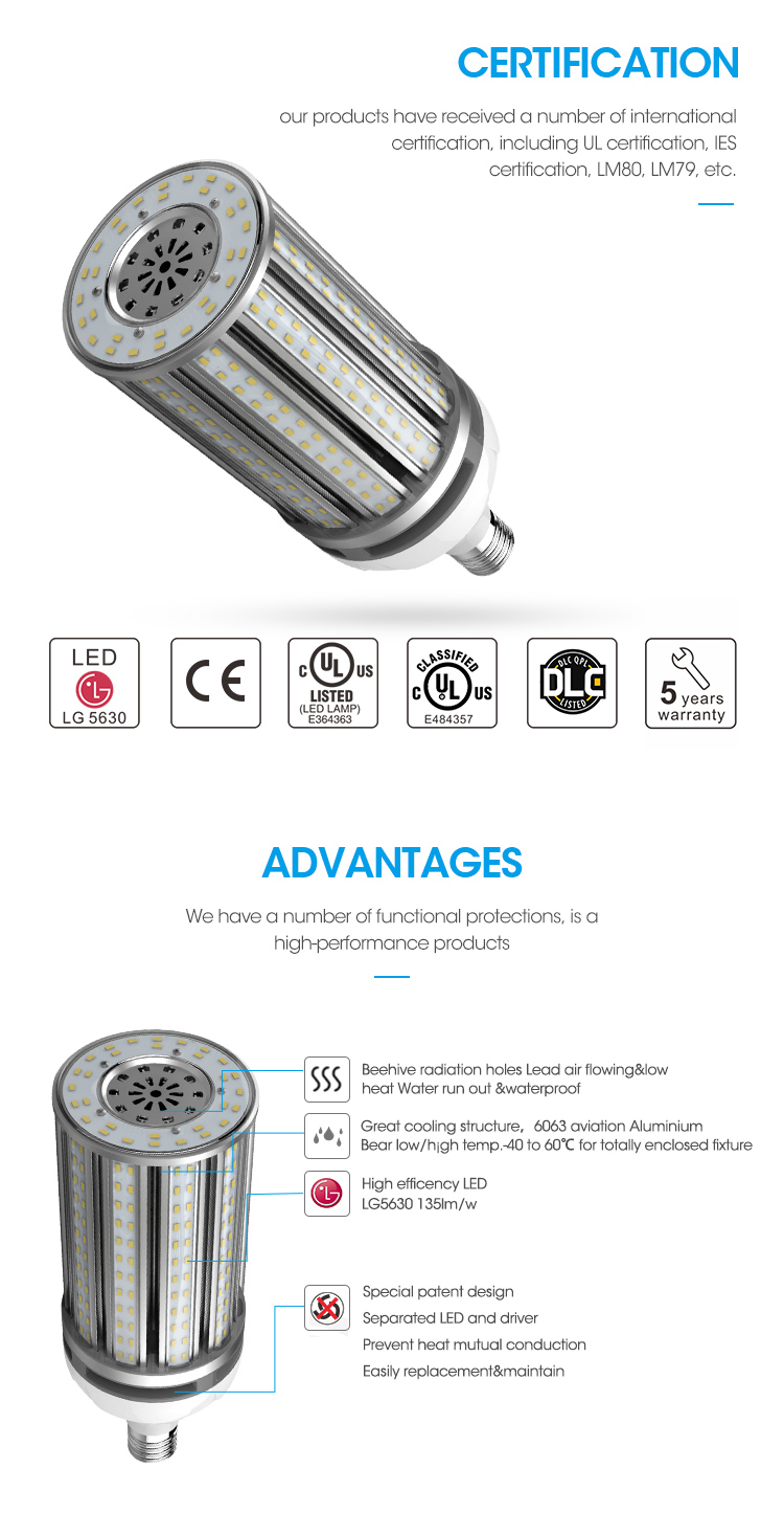 100W LED Corn Cob Bulb 347V Replace 400Watt Metal Halide Work Light for Street Lighting use in outdoor