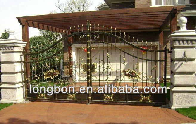 Steel wrought iron sliding gate design heavy duty