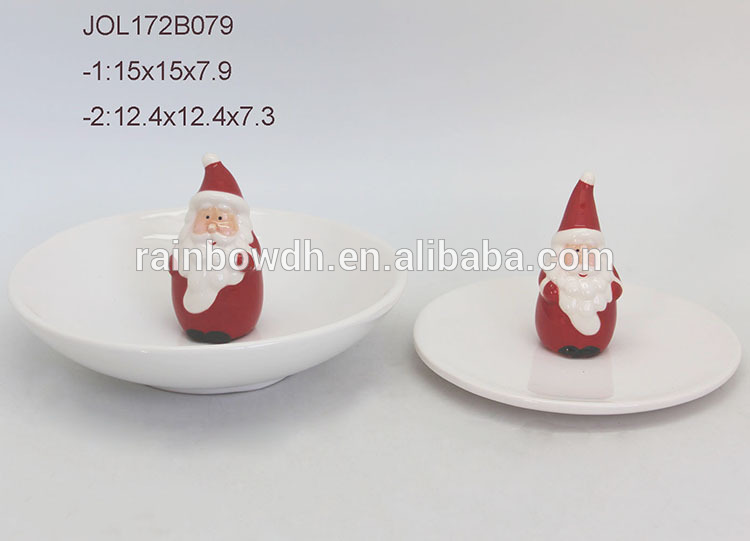 White Ceramic Christmas Dinner Santa Plates