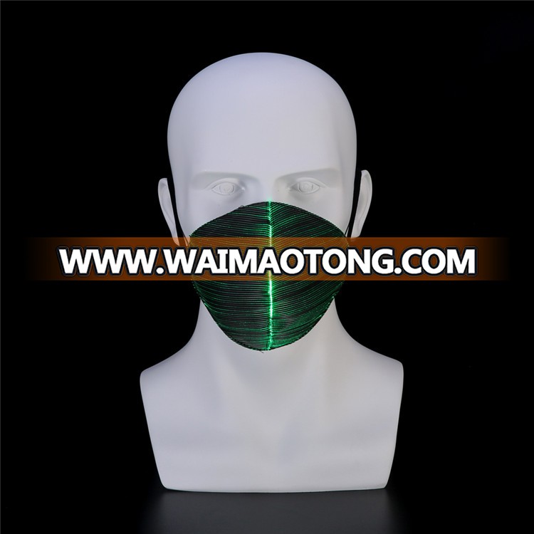 PoeticExst Factory sale 7 Color Lights Changing Waterproof Face Fiber Carnival Light Up Rave Mask