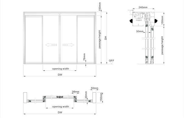 China Supplier Caesar  UK standard  Cafe Shopping Mall  Durable Automatic  Sliding Glasses  doors  price list