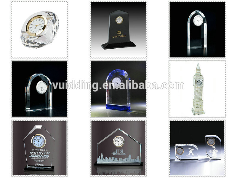 Engraved Arch Clear Crystal Clocks For Travel Gift