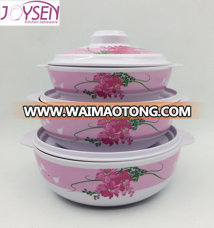 melamine covered soup bowl with two handle