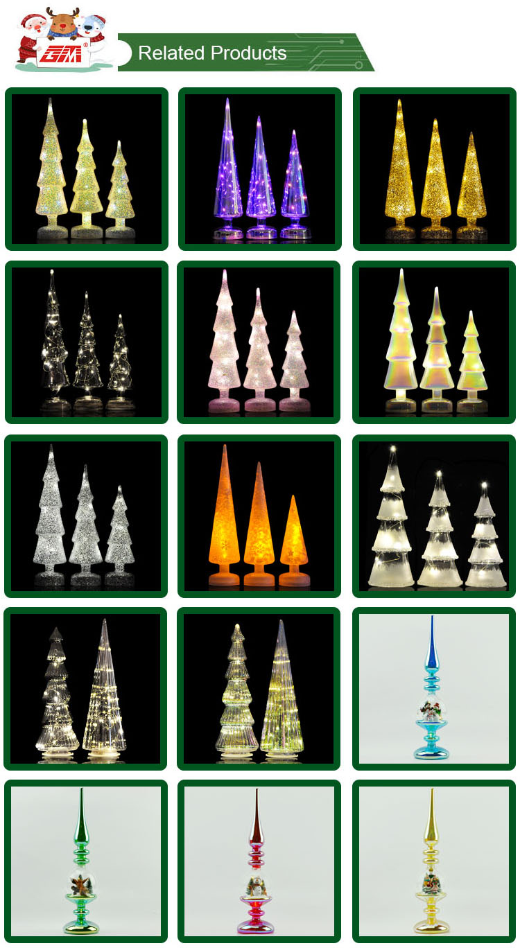 Wholesale decorative mini led lighted hand blown glass artificial xmas christmas tree