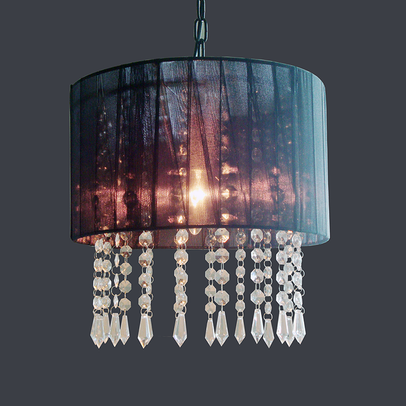 Black silk lampshade crystal chandeliers decorative acrylic pendant lamp NS-120091-2D