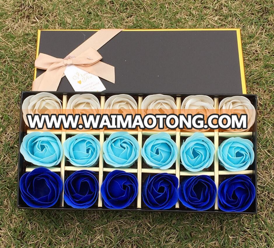 Valentene's Day Gift 18pcs per Gift Paper Box Blue Shade Rose Soap Wedding Return Gifts