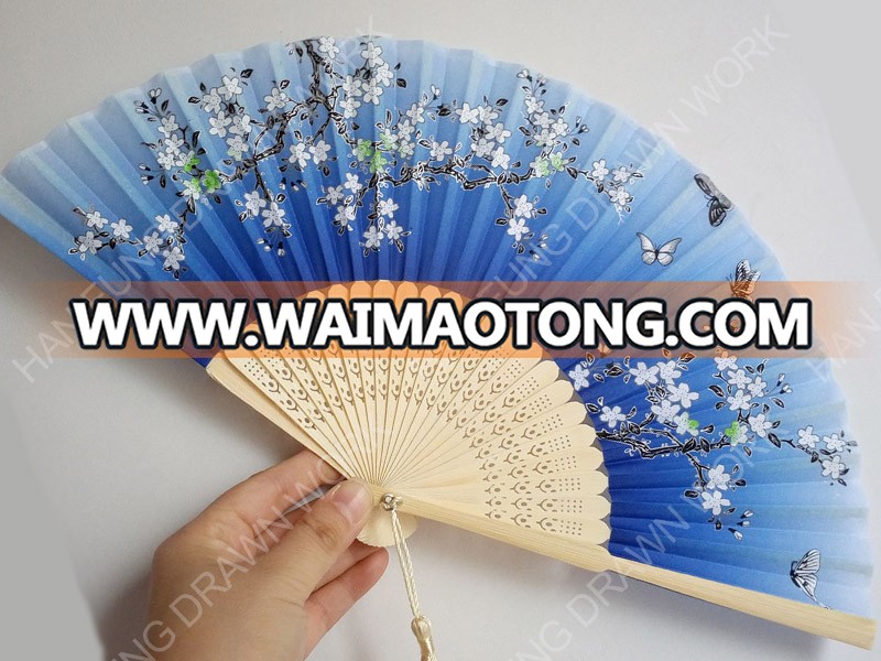 black bamboo ribs personalized silk hand fan