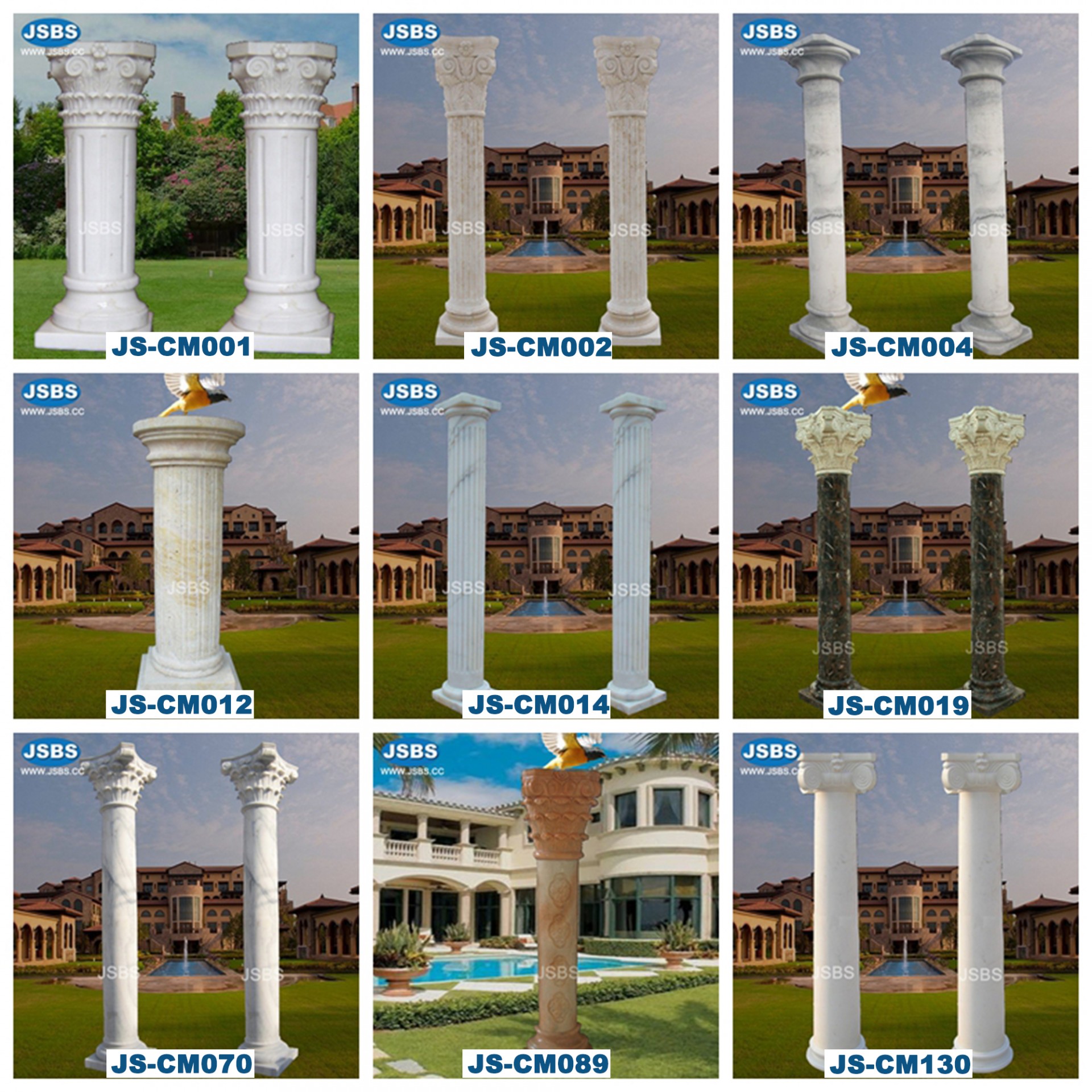 building decorative marble stone gate pillar design