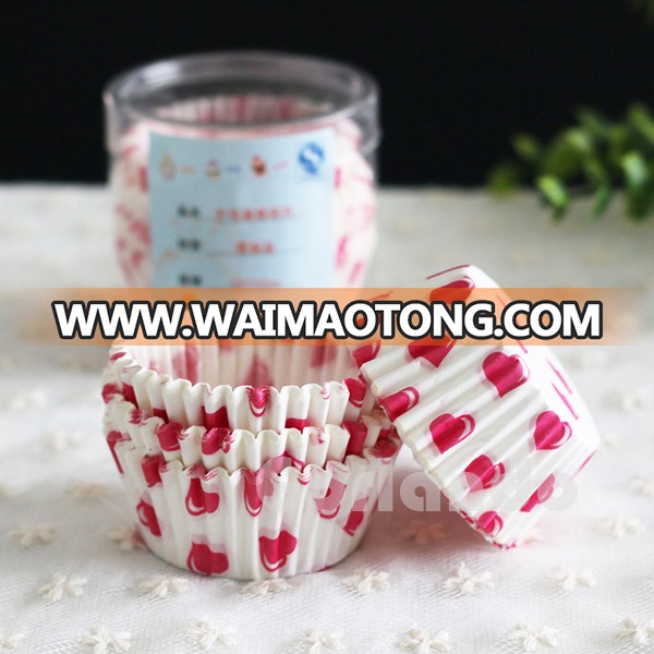 D.50xH.35mm 2C heart shape printing paper cup cake cases